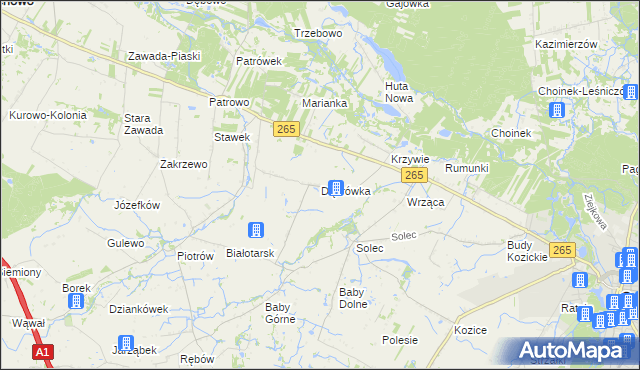 mapa Dąbrówka gmina Gostynin, Dąbrówka gmina Gostynin na mapie Targeo