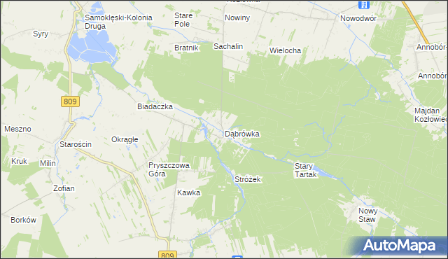 mapa Dąbrówka gmina Kamionka, Dąbrówka gmina Kamionka na mapie Targeo