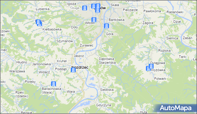mapa Dąbrówka Starzeńska, Dąbrówka Starzeńska na mapie Targeo