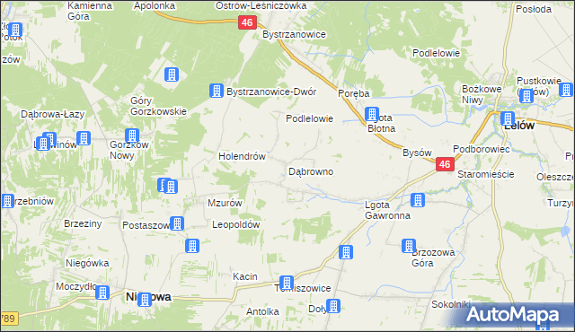 mapa Dąbrowno gmina Niegowa, Dąbrowno gmina Niegowa na mapie Targeo