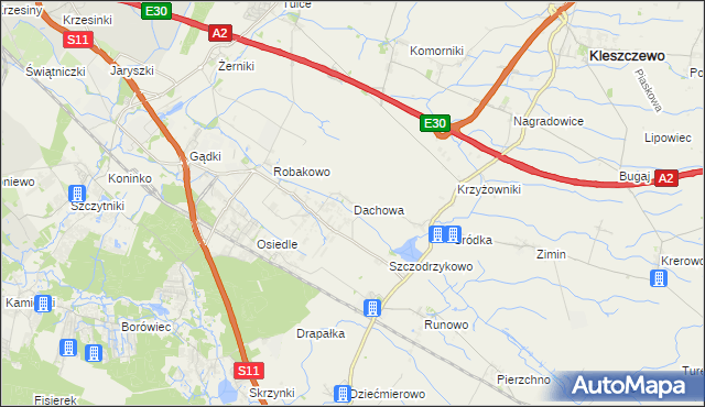 mapa Dachowa gmina Kórnik, Dachowa gmina Kórnik na mapie Targeo