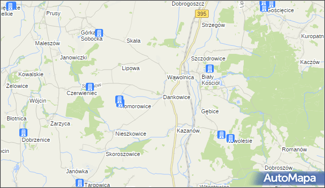 mapa Dankowice gmina Strzelin, Dankowice gmina Strzelin na mapie Targeo
