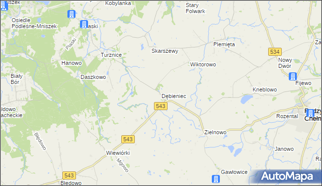 mapa Dębieniec, Dębieniec na mapie Targeo