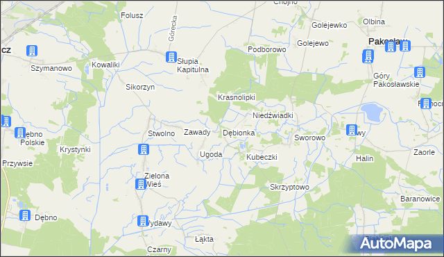 mapa Dębionka gmina Pakosław, Dębionka gmina Pakosław na mapie Targeo