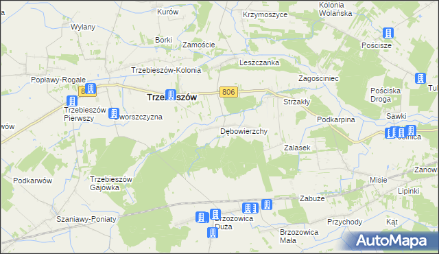 mapa Dębowierzchy, Dębowierzchy na mapie Targeo