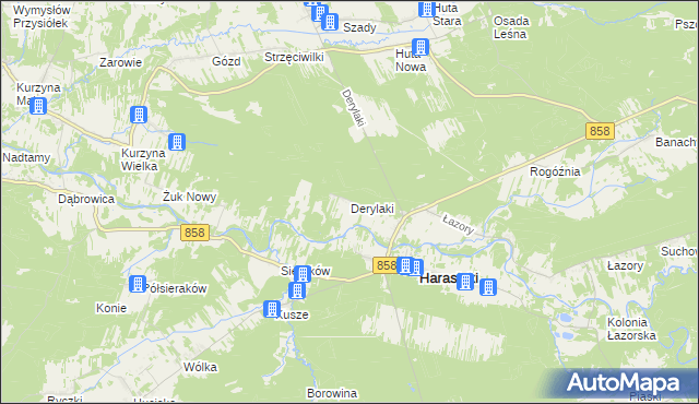 mapa Derylaki, Derylaki na mapie Targeo