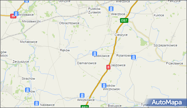 mapa Dobkowice gmina Kobierzyce, Dobkowice gmina Kobierzyce na mapie Targeo
