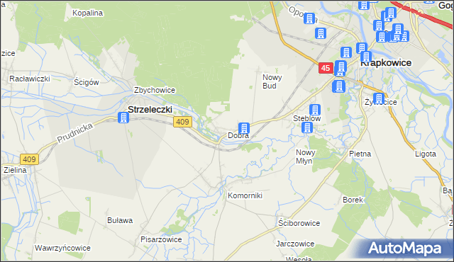 mapa Dobra gmina Strzeleczki, Dobra gmina Strzeleczki na mapie Targeo