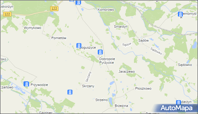 mapa Dobropole Pyrzyckie, Dobropole Pyrzyckie na mapie Targeo