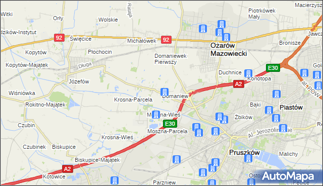 mapa Domaniew gmina Brwinów, Domaniew gmina Brwinów na mapie Targeo