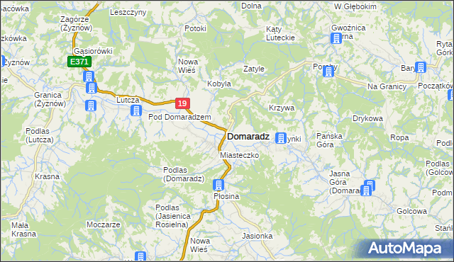 mapa Domaradz powiat brzozowski, Domaradz powiat brzozowski na mapie Targeo