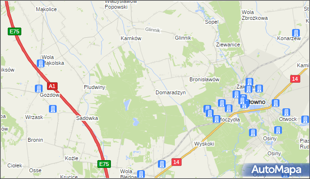 mapa Domaradzyn, Domaradzyn na mapie Targeo