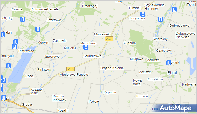 mapa Drążna, Drążna na mapie Targeo