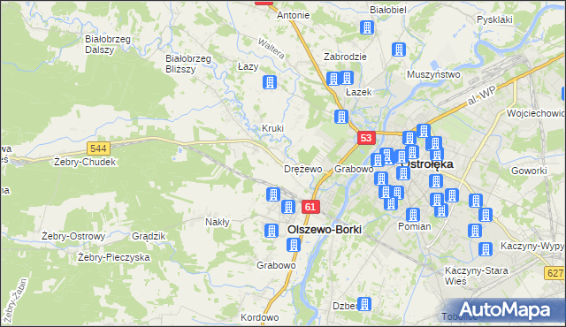 mapa Drężewo, Drężewo na mapie Targeo