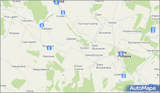 mapa Droblin gmina Leśna Podlaska, Droblin gmina Leśna Podlaska na mapie Targeo