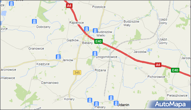 mapa Drogomiłowice, Drogomiłowice na mapie Targeo