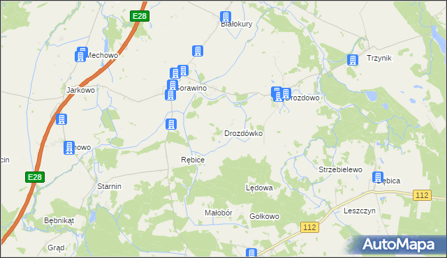 mapa Drozdówko gmina Rymań, Drozdówko gmina Rymań na mapie Targeo