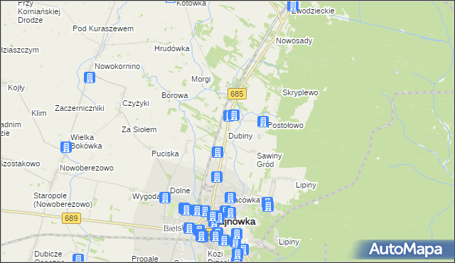 mapa Dubiny, Dubiny na mapie Targeo