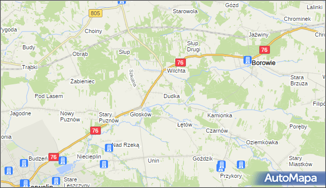 mapa Dudka gmina Borowie, Dudka gmina Borowie na mapie Targeo