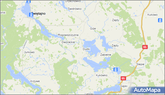 mapa Dudki gmina Świętajno, Dudki gmina Świętajno na mapie Targeo