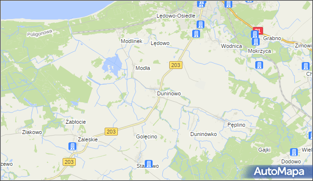 mapa Duninowo, Duninowo na mapie Targeo