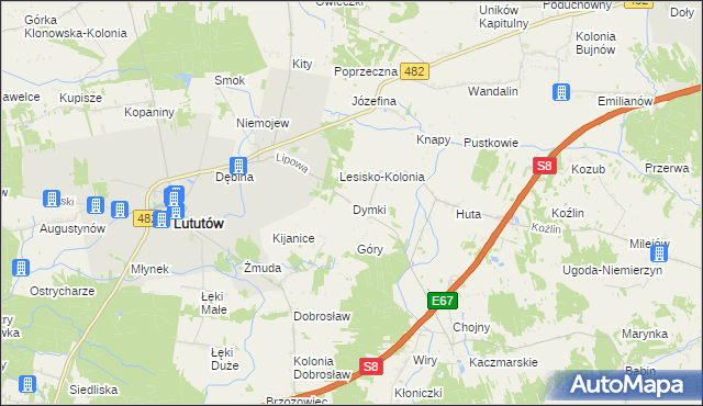 mapa Dymki, Dymki na mapie Targeo