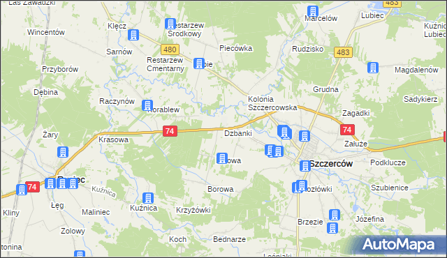 mapa Dzbanki, Dzbanki na mapie Targeo