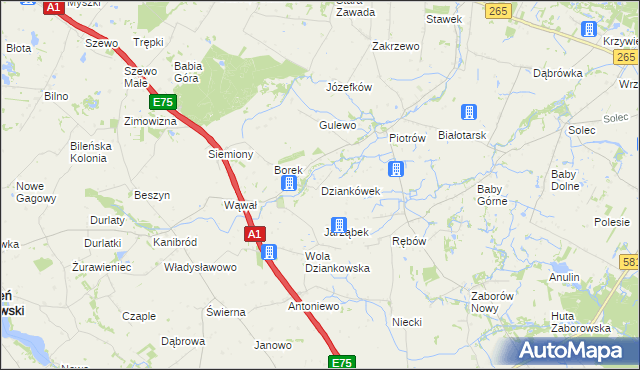 mapa Dziankówek, Dziankówek na mapie Targeo