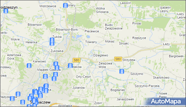 mapa Dzięglewo, Dzięglewo na mapie Targeo
