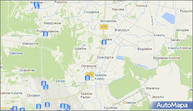 mapa Dzierżązna gmina Turek, Dzierżązna gmina Turek na mapie Targeo