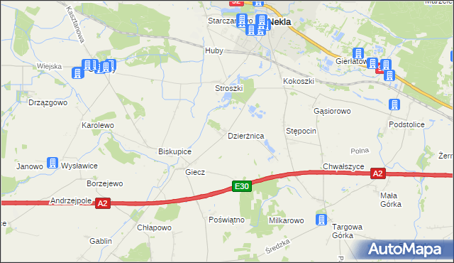 mapa Dzierżnica, Dzierżnica na mapie Targeo