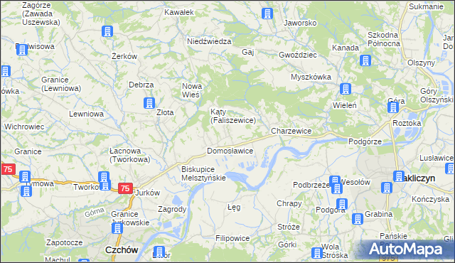 mapa Faliszewice, Faliszewice na mapie Targeo