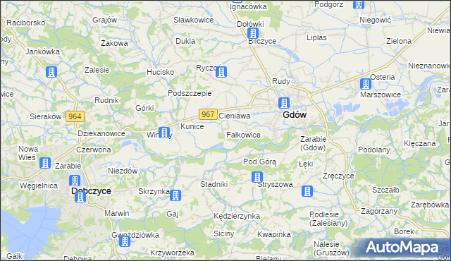 mapa Fałkowice gmina Gdów, Fałkowice gmina Gdów na mapie Targeo