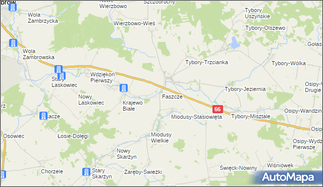 mapa Faszcze gmina Wysokie Mazowieckie, Faszcze gmina Wysokie Mazowieckie na mapie Targeo