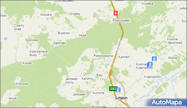 mapa Fiedorowizna, Fiedorowizna na mapie Targeo