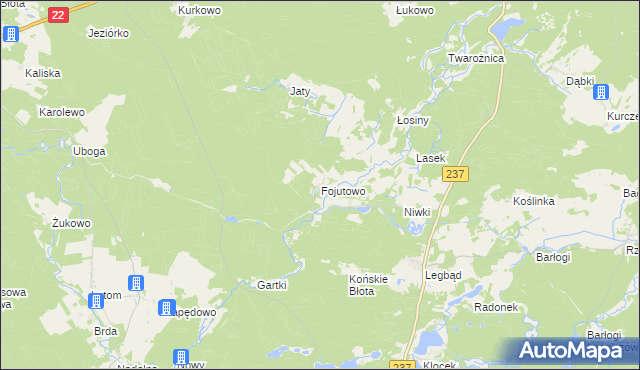 mapa Fojutowo, Fojutowo na mapie Targeo