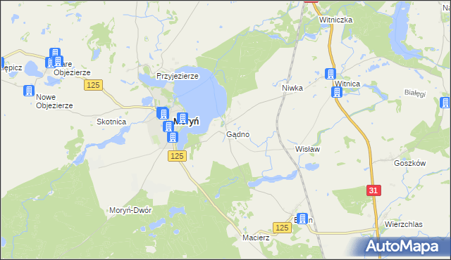 mapa Gądno, Gądno na mapie Targeo