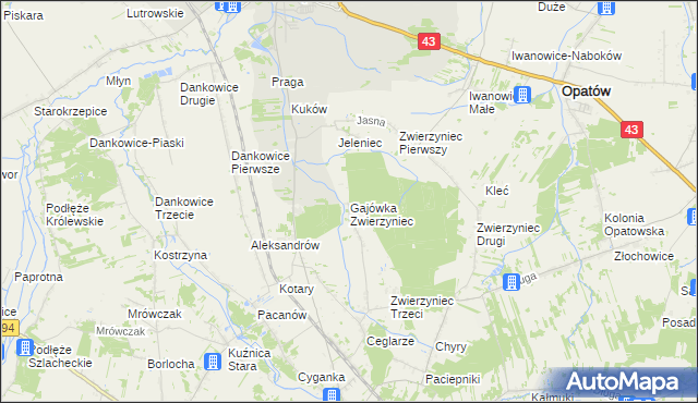 mapa Gajówka Zwierzyniec, Gajówka Zwierzyniec na mapie Targeo