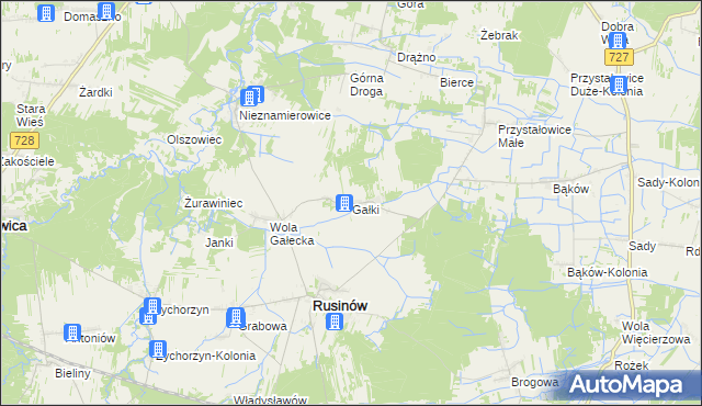 mapa Gałki gmina Rusinów, Gałki gmina Rusinów na mapie Targeo