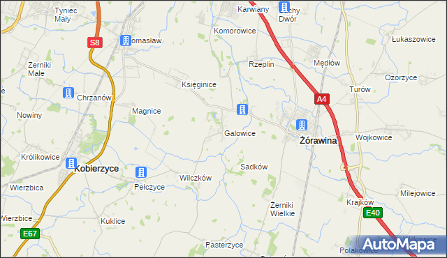 mapa Galowice, Galowice na mapie Targeo