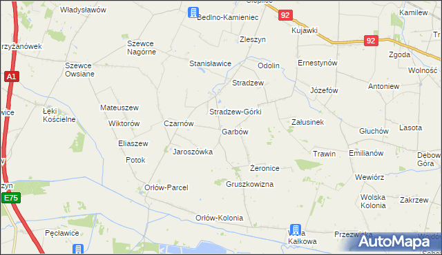 mapa Garbów gmina Bedlno, Garbów gmina Bedlno na mapie Targeo