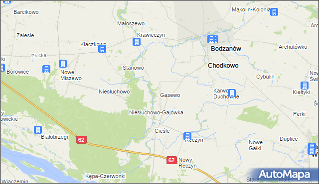 mapa Gąsewo gmina Bodzanów, Gąsewo gmina Bodzanów na mapie Targeo