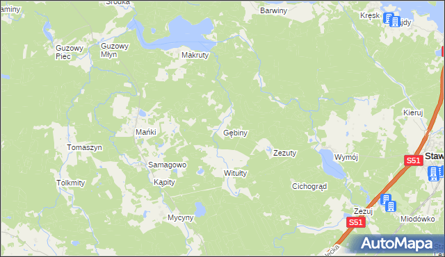 mapa Gębiny, Gębiny na mapie Targeo