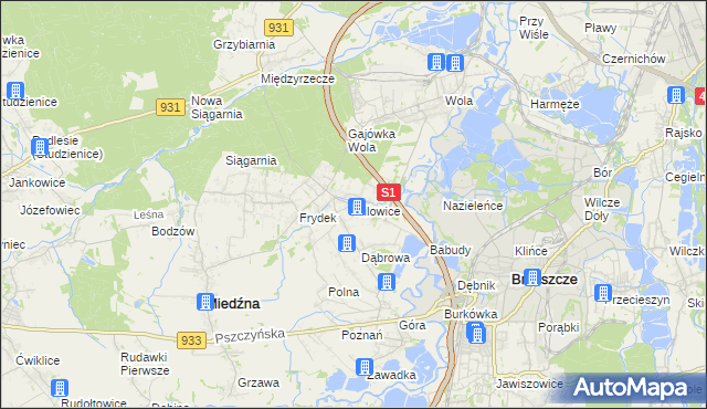 mapa Gilowice gmina Miedźna, Gilowice gmina Miedźna na mapie Targeo