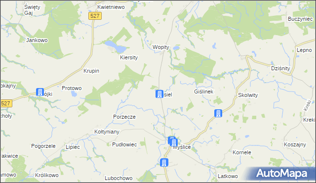 mapa Gisiel gmina Stary Dzierzgoń, Gisiel gmina Stary Dzierzgoń na mapie Targeo