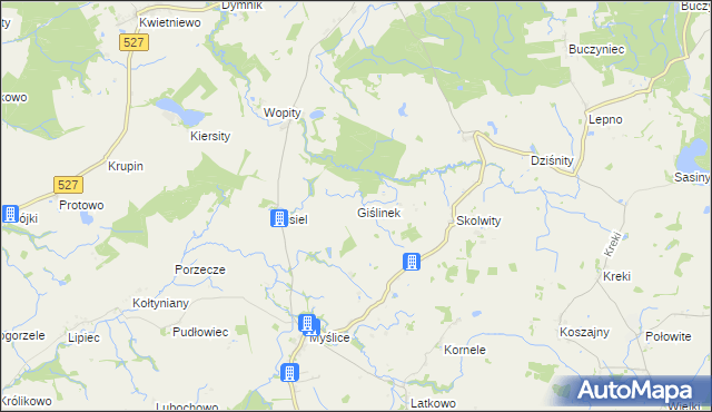 mapa Giślinek, Giślinek na mapie Targeo