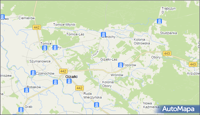 mapa Gizałki-Las, Gizałki-Las na mapie Targeo