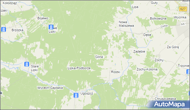 mapa Glina gmina Miedzna, Glina gmina Miedzna na mapie Targeo
