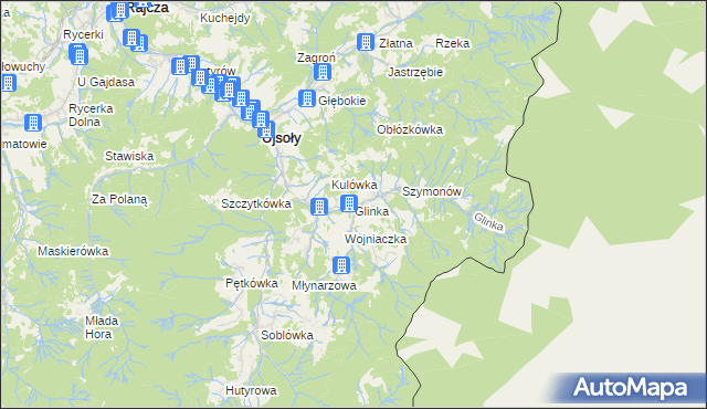 mapa Glinka gmina Ujsoły, Glinka gmina Ujsoły na mapie Targeo