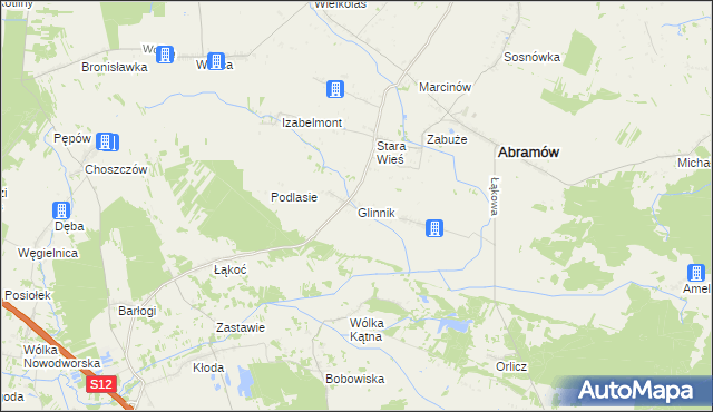 mapa Glinnik gmina Abramów, Glinnik gmina Abramów na mapie Targeo